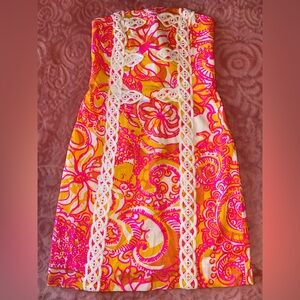 Lilly Pulitzer Strapless Dress in Vibrant Pink and Orange